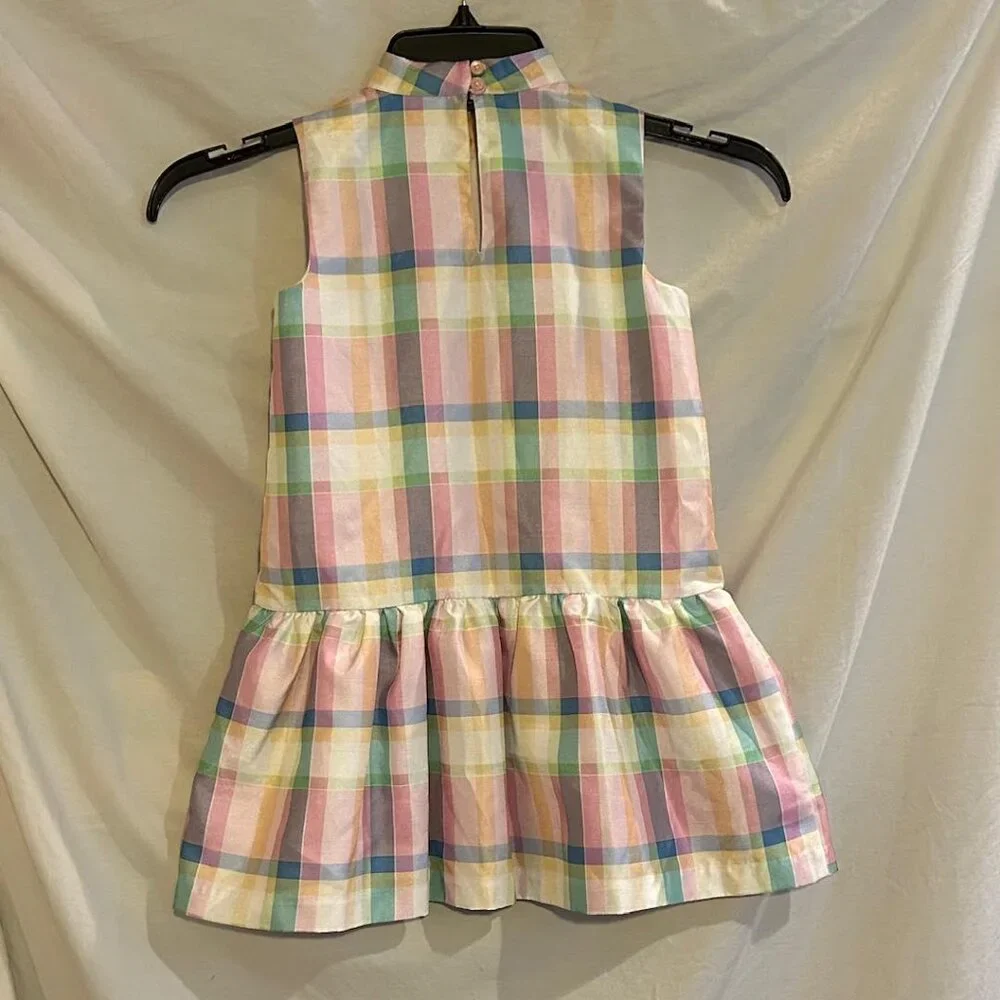 Gymboree Girls 6 Pink Blue Purple Yellow Plaid Taffeta Sleeveless Dress